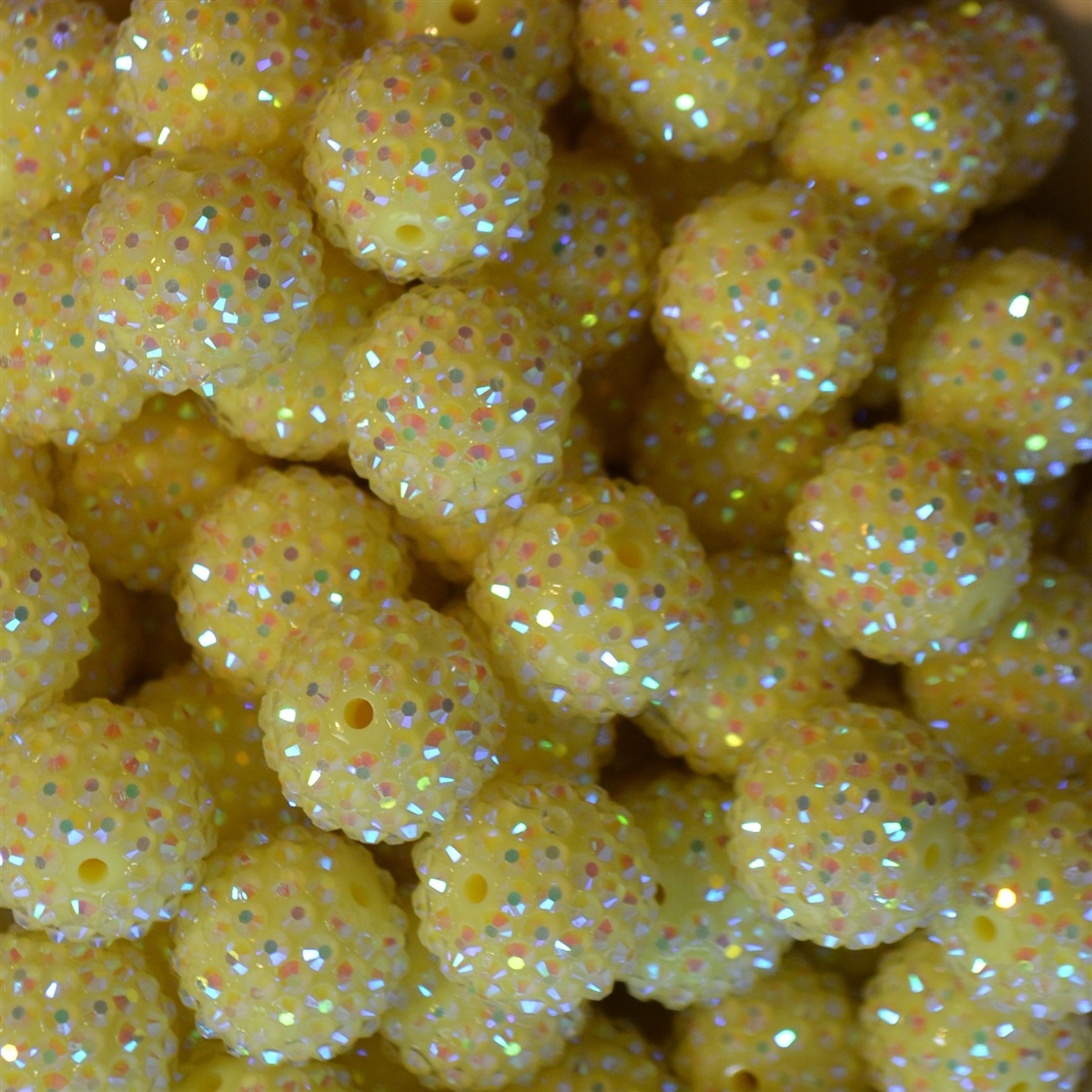 20mm Ice Yellow Rhinestone Bubblegum Beads